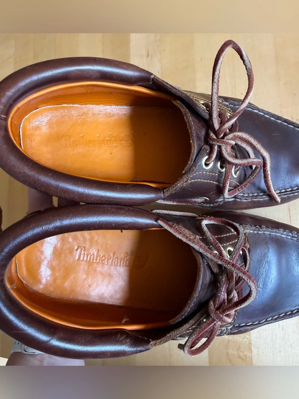 Timberland Men's Authentic 3-Eye Lug Handsewn Leather Boat Shoe Burgundy 7.5 M